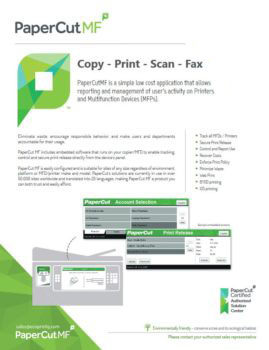 Ecoprintq Cover, Papercut MF, Spriggs, Inc., Konica Minolta, KIP, Lexmark, HP, Dealer, Reseller, Merced, California, CA